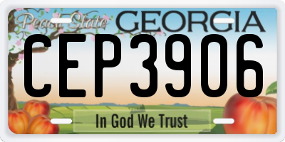 GA license plate CEP3906