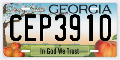 GA license plate CEP3910