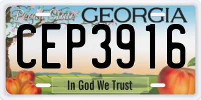 GA license plate CEP3916