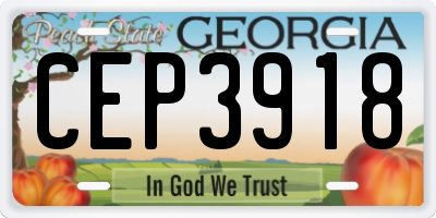 GA license plate CEP3918