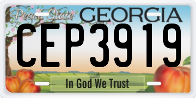GA license plate CEP3919