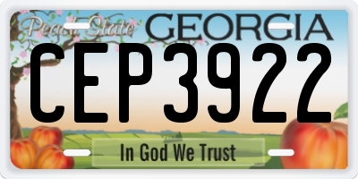 GA license plate CEP3922