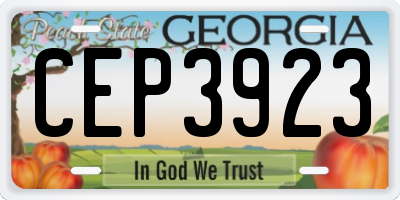 GA license plate CEP3923