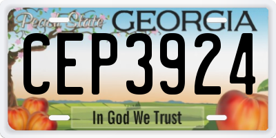 GA license plate CEP3924