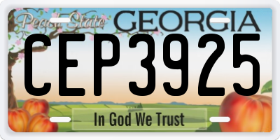 GA license plate CEP3925