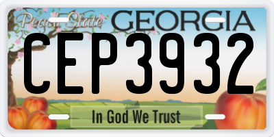GA license plate CEP3932