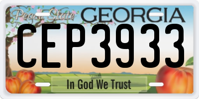 GA license plate CEP3933