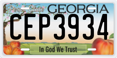 GA license plate CEP3934
