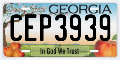 GA license plate CEP3939