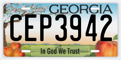 GA license plate CEP3942