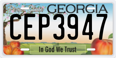 GA license plate CEP3947