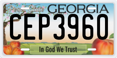 GA license plate CEP3960