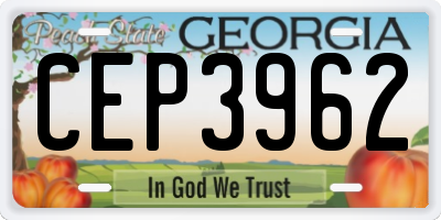 GA license plate CEP3962