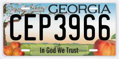 GA license plate CEP3966