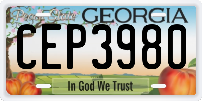 GA license plate CEP3980