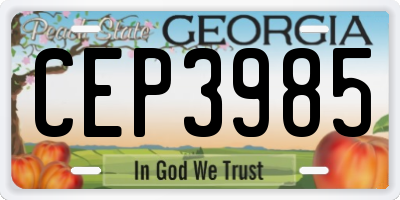 GA license plate CEP3985