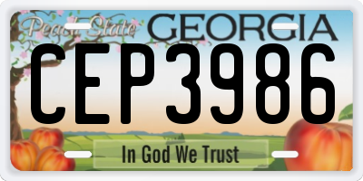 GA license plate CEP3986