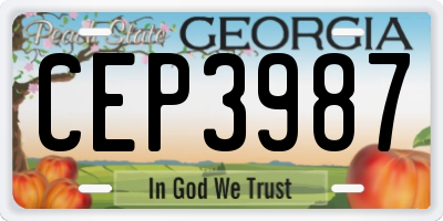 GA license plate CEP3987