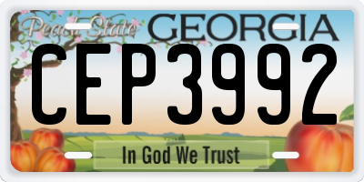 GA license plate CEP3992
