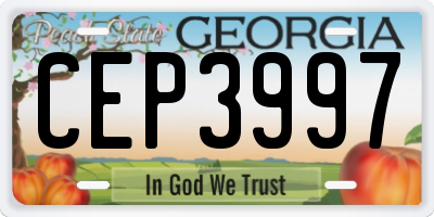 GA license plate CEP3997