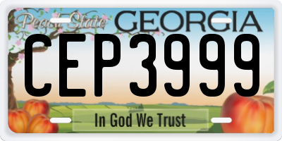 GA license plate CEP3999