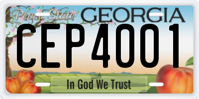 GA license plate CEP4001