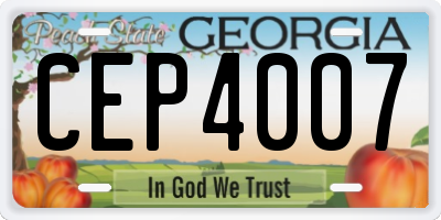 GA license plate CEP4007