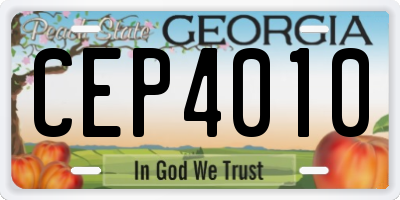 GA license plate CEP4010