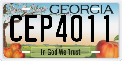 GA license plate CEP4011