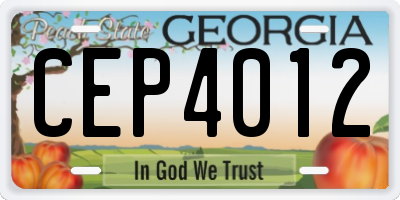 GA license plate CEP4012