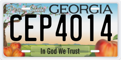 GA license plate CEP4014
