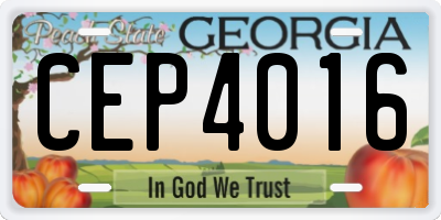 GA license plate CEP4016