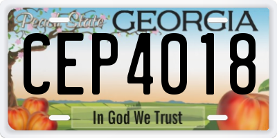 GA license plate CEP4018