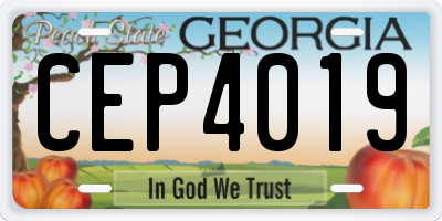 GA license plate CEP4019