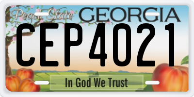 GA license plate CEP4021