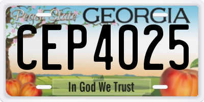GA license plate CEP4025
