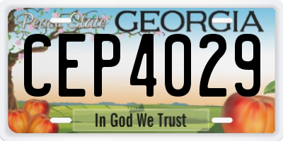 GA license plate CEP4029