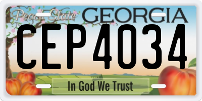 GA license plate CEP4034