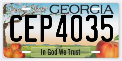 GA license plate CEP4035