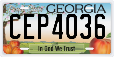 GA license plate CEP4036