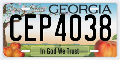 GA license plate CEP4038