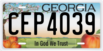 GA license plate CEP4039