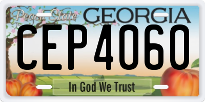 GA license plate CEP4060