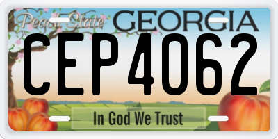 GA license plate CEP4062