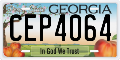 GA license plate CEP4064
