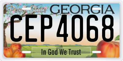 GA license plate CEP4068