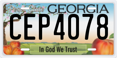 GA license plate CEP4078