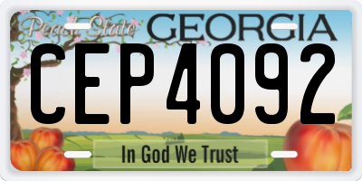 GA license plate CEP4092