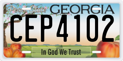 GA license plate CEP4102