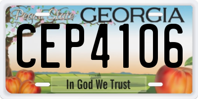GA license plate CEP4106